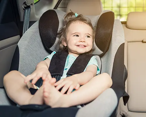 Where is the child safety seat usually installed